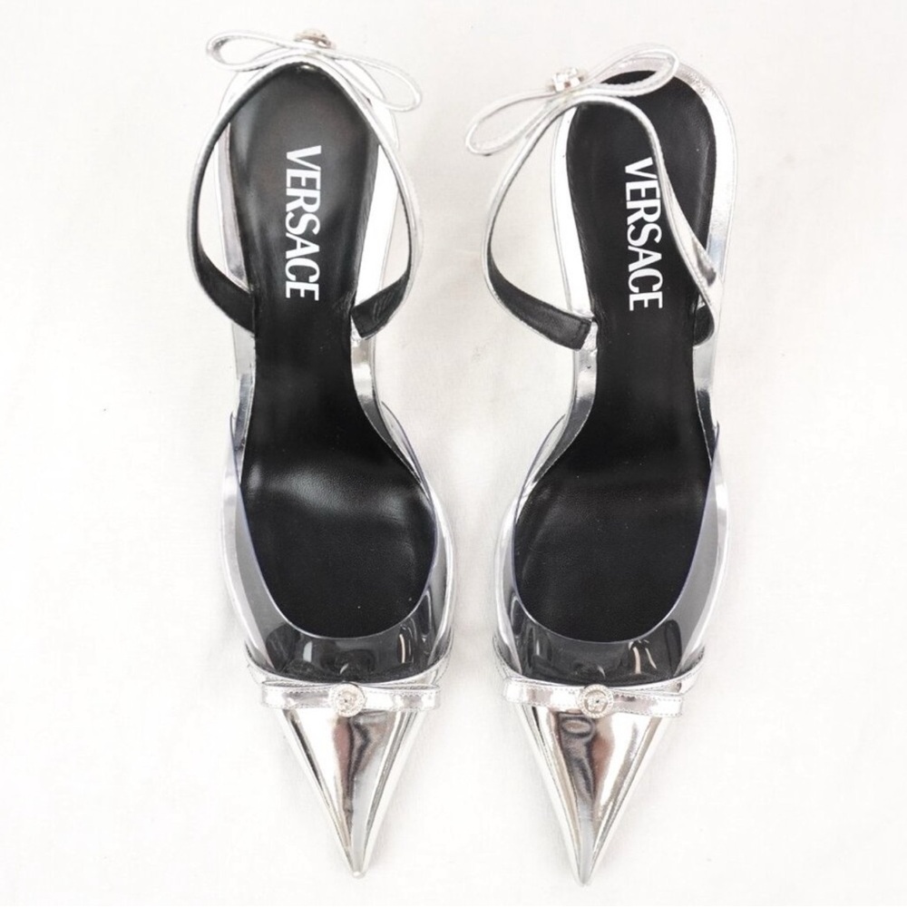 Versace Silver Wedge Shoes EUC